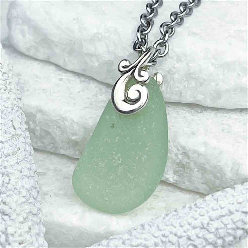 A Seafoam Sea Glass Pendant to Admire |Real Sea Glass Necklaces, Pendants, Earrings, Bracelets, Anklets | Only Real Sea Glass | Certified Genuine | Extensive Collection of Rare Real Sea Glass For Sale