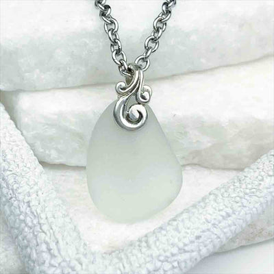Dazzling Crystal Clear Sea Glass Pendant | Real Sea Glass