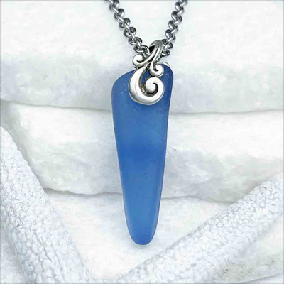 Pointed Cobalt Blue Sea Glass Pendant | Real Sea Glass