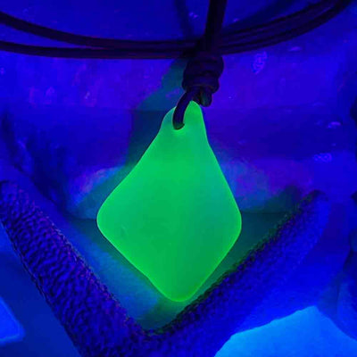 Floating UV Sea Glass Leather Surfside Necklace
