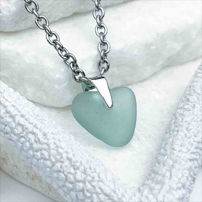 Real Sea Glass Heart of the Ocean Heart Shaped Jewelry Collection