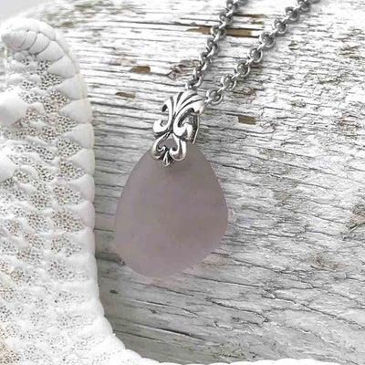 Victorian Sun Purple Sea Glass Drop Necklace