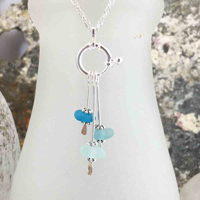 Sunny Turquoise, Aqua, and Seafoam Sea Glass Sea Spray Necklace