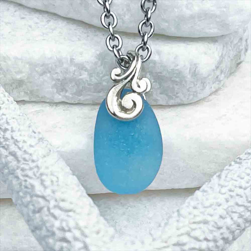 Beaming Turquoise Sea Glass Pendant |Genuine, Real Sea Glass Since 1976 | View our Extensive Collection of Real Sea Glass Necklaces, Pendants, Earrings, Rings, Bracelets and Anklets
