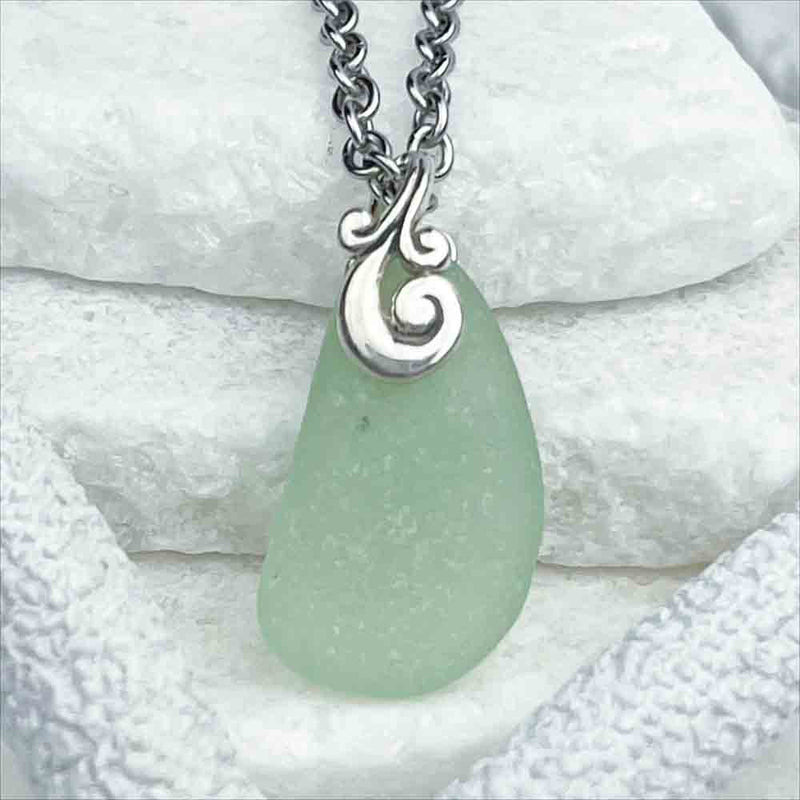 A Seafoam Sea Glass Pendant to Admire |Real Sea Glass Necklaces, Pendants, Earrings, Bracelets, Anklets | Only Real Sea Glass | Certified Genuine | Extensive Collection of Rare Real Sea Glass For Sale