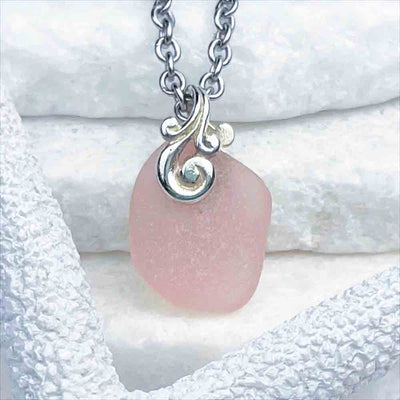 Prized Pink Sea Glass Pendant|View the entire collection of guaranteed authentic Sea Glass! Real Sea Glass Necklaces | Bracelets | Earrings | Rings | Rare Colors Our Specialty | 30+ Years Experience