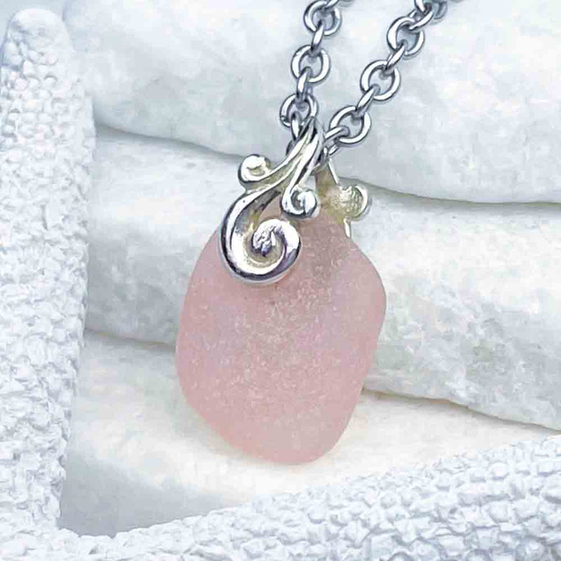 Prized Pink Sea Glass Pendant|View the entire collection of guaranteed authentic Sea Glass! Real Sea Glass Necklaces | Bracelets | Earrings | Rings | Rare Colors Our Specialty | 30+ Years Experience