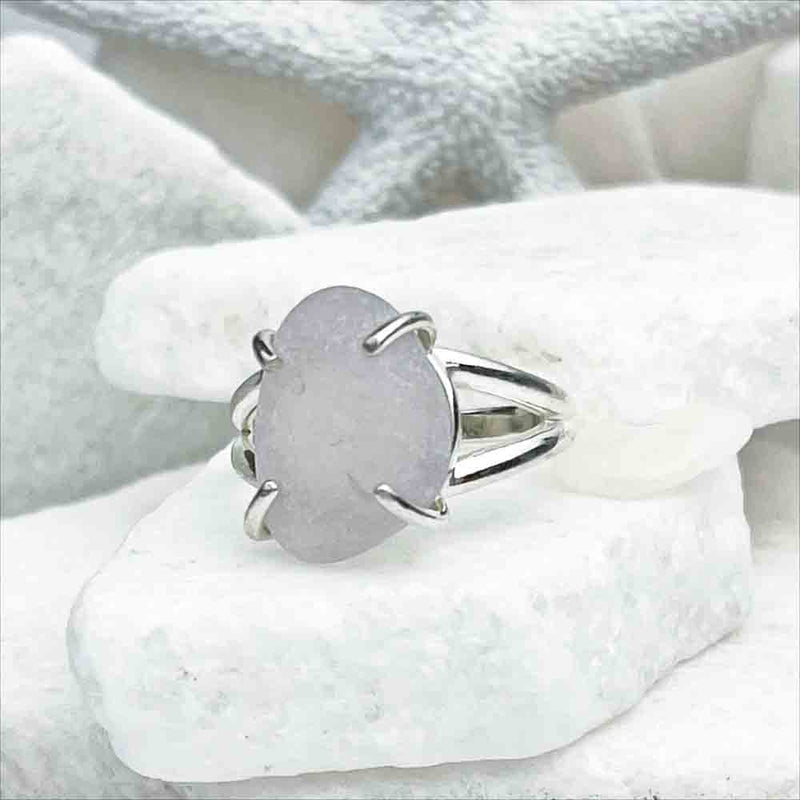 Beautiful Sun Purple Sea Glass Ring in Sterling Silver Size 8