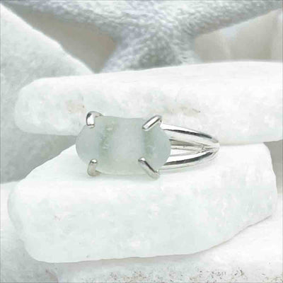 Light Seafoam Sea Glass Ring in Sterling Silver Size 8