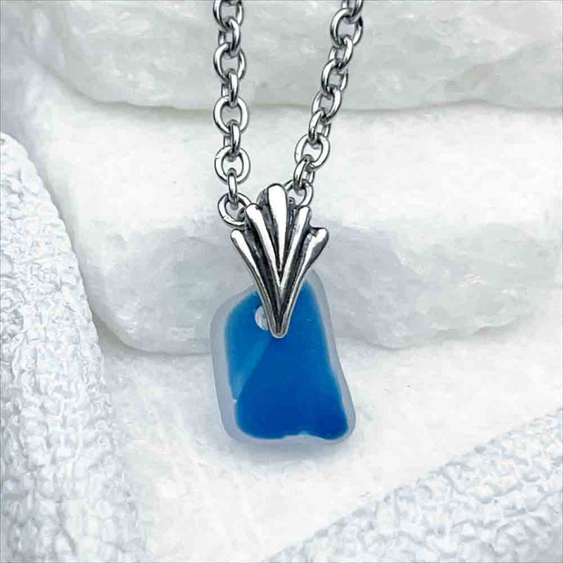 Miniature Blue English Multi Sea Glass Pendant | Real Sea Glass