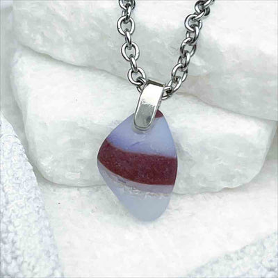 Brick Red and Opaline Lundburg Sea Glass Pendant | Real Sea Glass