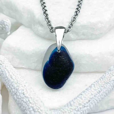 Beautiful Cobalt and Royal Blue English Multi Sea Glass Pendant