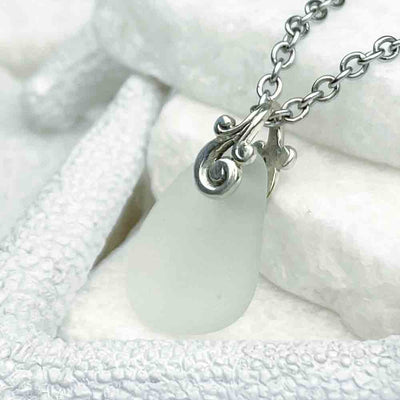 Dazzling Crystal Clear Sea Glass Pendant | Real Sea Glass