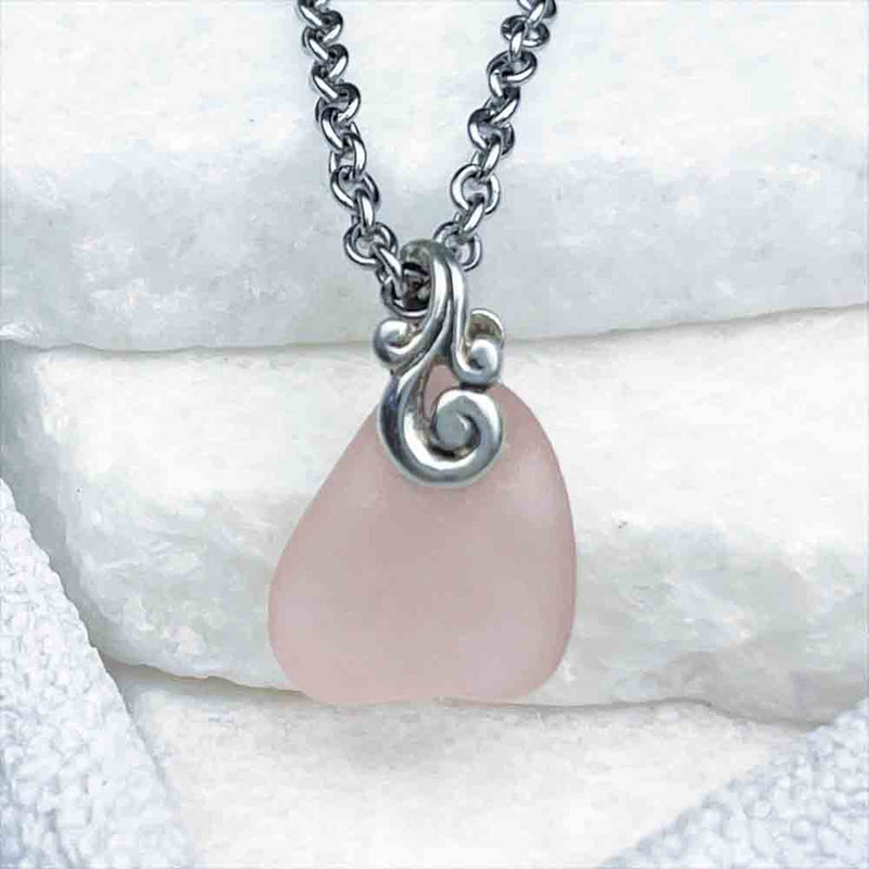 Simply Beautiful Blush Pink Sea Glass Pendant | Real Sea Glass