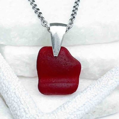 Entrancing Red Bottle Top Sea Glass Pendant