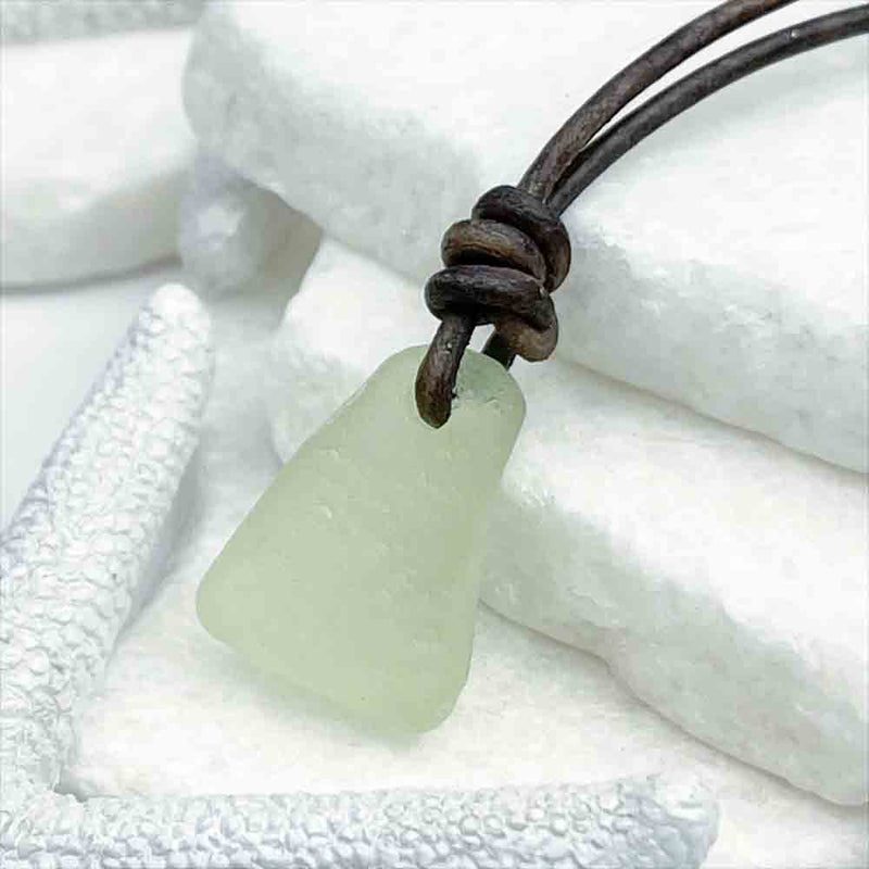 Spooky UV Sea Glass Leather Necklace | Real Sea Glass