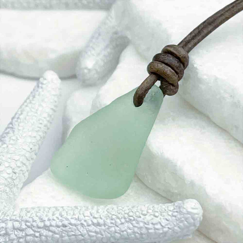 Eerie UV Sea Glass Surfside Leather Necklace | Real Sea Glass