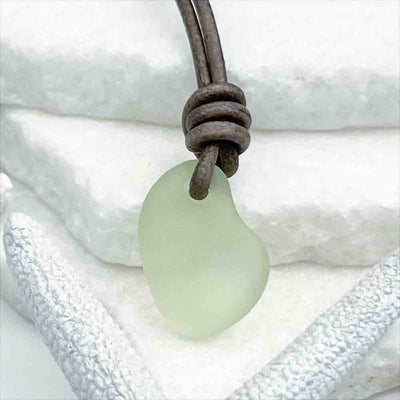 Fantastic UV Sea Glass Leather Necklace | Real Sea Glass