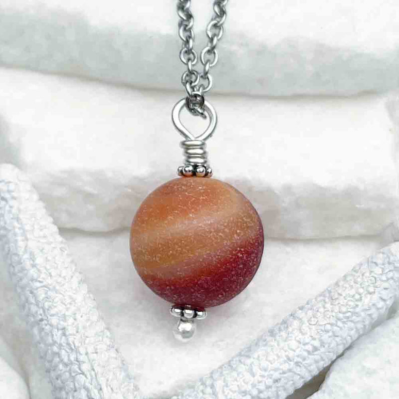Saturn UV, Yellow, Orange, and Red Sea Glass Marble Pendant 