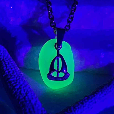 UV Sea Glass Pendant with Sterling Silver Sailboat Charm 