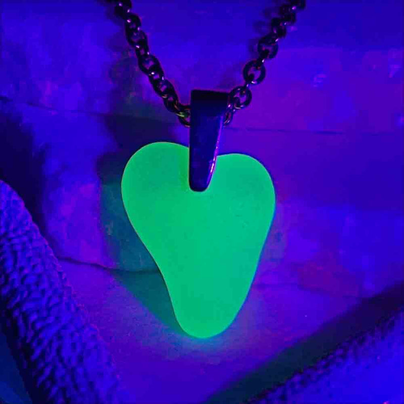 Heart Shaped UV Sea Glass Pendant with Classic Sterling Silver Bail