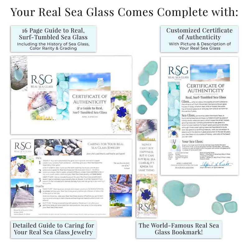 Fan of Cornflower Blue Sea Glass Pendant with Sterling Silver Ocean Waves Bail | 